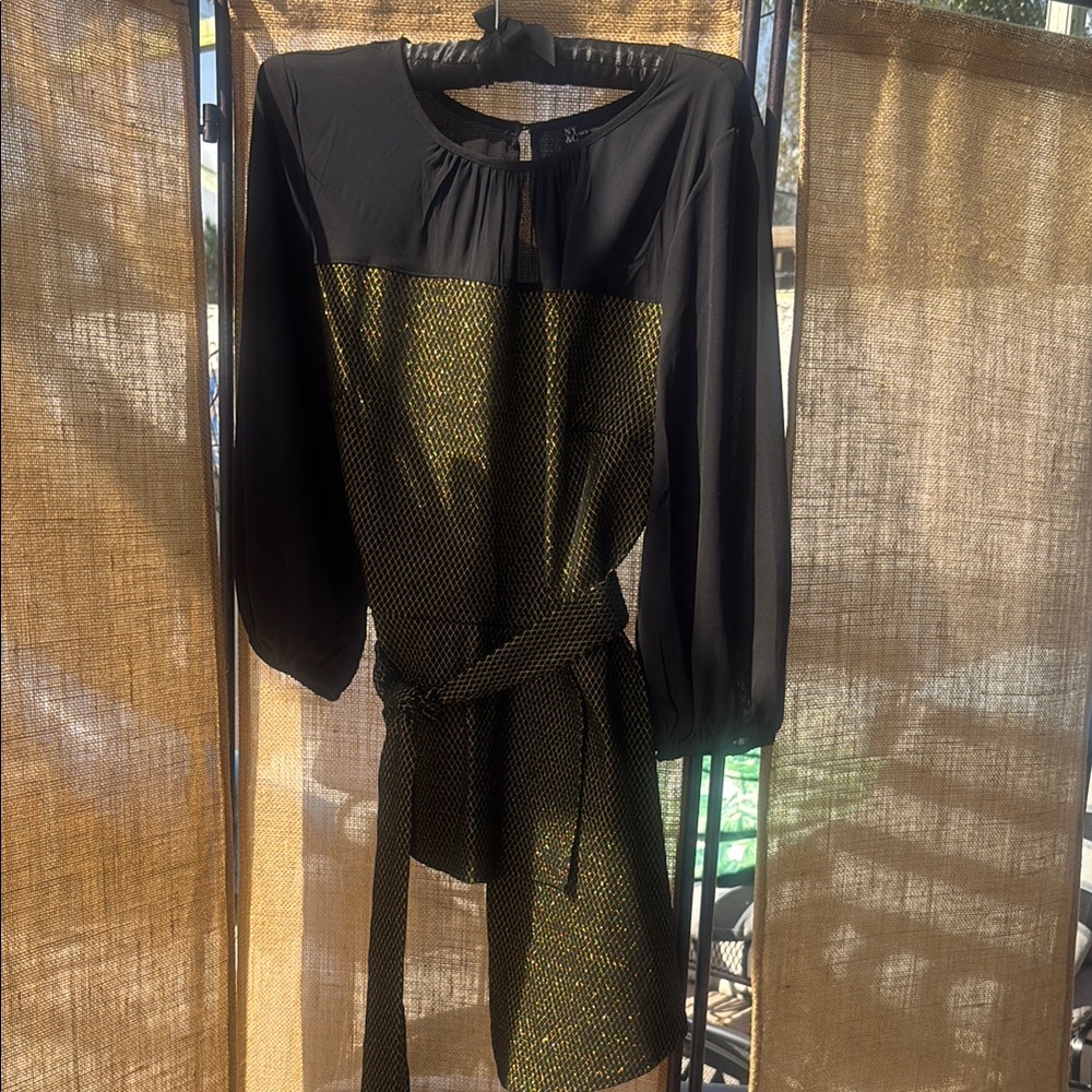 Black Sheath Dress with Bishop Sleeves for Cocktail